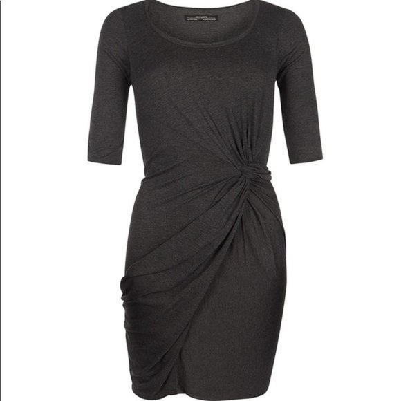 All Saints Gray Twain Jersey Knit Dress Size 4 - Picture 2 of 10